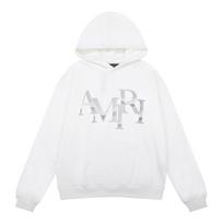 Amiri Camouflage Logo Spausdinimo Pavasarinis ir Rudens Laisvas Didelio Dydžio Plonas Aukštos Kokybės Medvilninis Su Gobtuvu Poros Džemperis L white