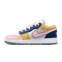 Air Jordan 1 Low SE GS Daugiaspalvės Drobės Vaikų Sportbačiai Balti Prancūziškai Mėlyni Topazo Aukso DV1323-100 38.5