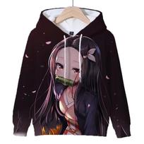 2024 Anime Demon Slayer Džemperis Kamado Nezuko Užtraukiamas Su Gobtuvu Patogus Apvalaus Kaklo Gatvės Džemperis su Gobtuvu Vyrams ir Moterims 100CM