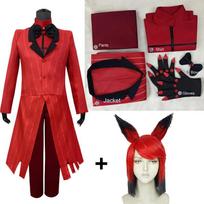 Hazbin Cosplay Hotel ALASTOR Dust Angel Uniform Cosplay Kostiumai Vyriški Moteriški Helovino kostiumai Visas komplektas L-(Costume+Wig)