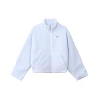 Nike Vienspalvė Striukė su Apykakle ir Užtrauktuku Laisvo Kirpimo Stora Vilnos Striukė Moteriška Striukė Violetinė Mėlyna FV4009-423 L white