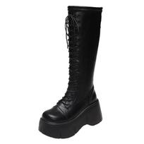 Moteriški žieminiai batai su viduriu Moteriški batai ant kulkšnies Minkšti suvarstomi moteriški „Chelsea“ užtrauktukas „Botas Mujer“ „Botas Mujer“ Platforminiai aukštakulniai moteriški batai 38 black