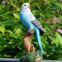 Resin Parrot Statue Ornament DIY Outdoor Garden Decoration Animal Sculpture Home Living Room Office Bonsai Ornament Crafts Birds mėlyna