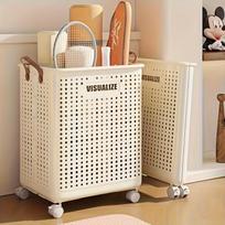 Rolling Laundry Basket with Lid - Personal Care Product Dispenser and Storage Box, Comes with Handle Design, Suitable for Clothes, Laundry Hamper M