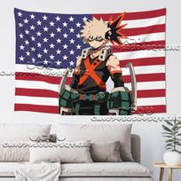 Mano Herojų Akademija Bakugou Katsuki Amerikos Vėliavos Gobelenas Anime Fono Dekoras Bendrabučio Lovoje Gyvenamojo Kambario Fono Audinys 29x37in black