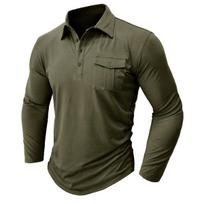 Vyriški ilgomis rankovėmis polo marškinėliai Slim Fit megztiniai marškinėliai vienspalviai verslo polo stiliaus golfo marškinėliai Pavasario vasaros žiemos laisvalaikio drabužiai M armijos žalia spalva