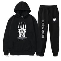 Vyriškas džemperis su gobtuvu Anime spaudinys Hollow Knight Džemperio su gobtuvu rinkinys Kojas surišami šortai Dviejų dalių rinkinys S