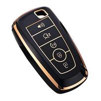„Ford“ raktų pakabuko dangtelis, „Explorer Mustang Escape Edge Lincoln Premium Soft TPU“ visiškai apsaugotas raktų dėklas nuotolinio rakto laikiklis juoda