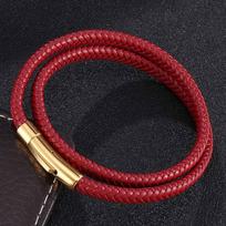 Sėkmės Raudonos Odos Apyrankė Pinta Apyrankė Apsukama Daugiasluoksnės Apyrankės Vyrams Moterims Feminino Pulseras Mulher Papuošalų Dovana 165mm auksas