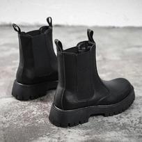 New Martin boots men's leather casual fashion high-top cigarette boots autumn and winter velvet Chelsea boots men's leather boots 38