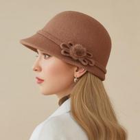 Kibiro kepurė moterims rudeninė ir žieminė vilnonė elegantiška gėlė šiluminė baseino kepurė kasdieniška universali retro cilindras one size