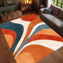 Retro kreivi abstraktūs kilimai Oranžiniai Mėlyni Viduramžių Modernaus Stiliaus Kilimai Spalvingi Geometriniai Grindų Dekorai Plaunami Svetainės Kilimai 50X80CM