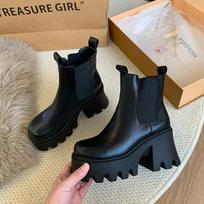 Platforma Moteriški Ankle Boots Vidutinio Kulno Odiniai Batai Madingi Chelsea Batai Stori Nauji Batai Motociklininko Batai Goth Moteris Batai I11 36