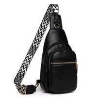 Moteriška krūtinės rankinė, minkštos odos, pečių, crossbody, kuprinė juoda