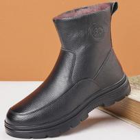 Men's Cotton Leather Snow Boots, Anti-Skid Fur-Lined, High Top for Middle-Aged & Elderly. Size 41 juoda