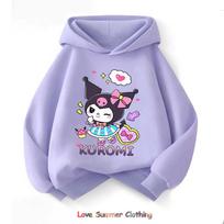 Sanrio Pavasario Rudens Kuromi Vaikų Drabužių Rinkiniai Animacinis Kuromi Spaudinys Mergaičių Megztinis 2vnt Kostiumas Plonas Vaikų Sportinis Kostiumas 140CM