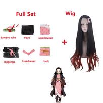 Anime Demon Slayer Kimetsu No Yaiba Kamado Nezuko Kimono Cosplay kostiumai Full Set-3XL rožinė