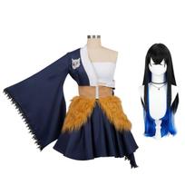 Hashibira Inosuke Cosplay Kostiumai Anime Demon Slayer Moterų Apranga Sijonas Perukas Tarnaitės Rinkiniai Kimetsu No Yaiba Mergaičių Helovino Kostiumas L-(Costume+Wig)