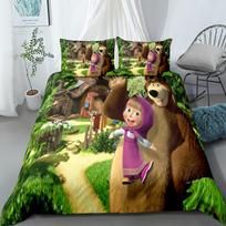 Animacinis vaikiškas patalynės komplektas King Queen Double Full Twin Single dydžio mergaitei ir meškučiui patalynės komplektas 140x210cm