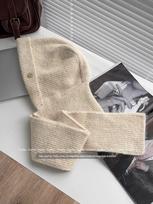 High-Quality Red Wool Balaclava Hat for Women with Ear Protection and Scarf