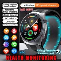 NFC išmanieji laikrodžiai EKG Oro siurblys Kraujospūdžio matuoklis Kraujo deguonis Sporto Fitneso sekimas Safyrinis išmanusis laikrodis, skirtas Xiaomi Huawei iOS juoda