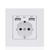 Sieninis USB maitinimo lizdas AC 110V-250V 16A Sieninis integruotas dvigubas USB EU standartinis lizdas miegamajame PC