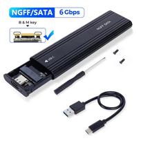 NVME Pcie M.2 SSD išorinis korpusas 2230/2242/2260/2280 M.2 į USB C 10Gbps SSD Aliuminio korpusas A+C tipo M/M+B raktui Only Supports SATA