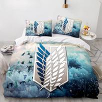 Anime Attack on Titan 3D Printed Bedding Set Duvet Cover Pillowcase Freedom Wings Bedclothes for Boys Kids Twin Single Full Size 218x177cm 86x70in
