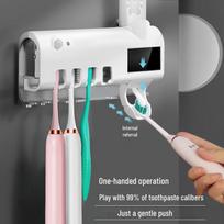 UV dantų šepetėlių sterilizatorius su automatiniu dantų pastos dozatoriumi Button White