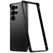 Aliuminio lydinio rėmelis Metalinis buferio dėklas, skirtas Samsung Galaxy S25 Ultra S24 Plus S25Ultra S24Ultra S25Plus Minkštas vidinis, kietas telefono dangtelis Samsung Galaxy S25 Ultra juoda