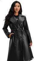 Women's Black Handmade Trench Coat Party Real Lambskin Leather Genuine Casual Stylish S juoda