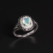 925 sterlingų sidabro natūralaus opalo spalio mėnesio gimimo akmens elegantiškas žiedas moterims ir moteriškiems papuošalams gimtadienio šventės dovana us ring size 6# balta