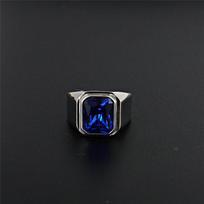 Titanium Steel Square Gem Ring - Red & Black Sapphire Punk Rock Design Size 12