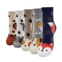 Mielų karvių šunų kačių kojinių rinkinys 10 vnt. = 5 poros mergaitėms berniukams Kawaii Korėja Harajuku Juokingi animacinių gyvūnų atspaudai Laimingos kojinės Minkštos jaukios