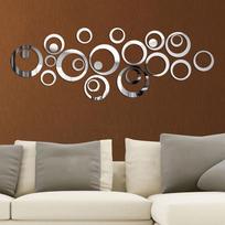 Pasidaryk pats 3D veidrodiniai apskritimo sienų lipdukai namų dekoravimui Silver Circle Mirror Wall Sticker