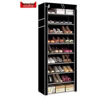 Metalinis daugiasluoksnis vietą taupantis batų lentynos spintelė namams ir bendrabučiui 9.8mm Tube 10 Layers 9 Compartments juoda