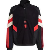 Adidas Originals Manchester United Polar Fleece Megztinis Patogus Minkštas Logotipas Pusiau Užtraukiamas Vyriškas Megztinis Juodas IS6528 M