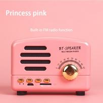 Retro nešiojamasis Bluetooth garsiakalbis Retro mini nešiojamas belaidis Bluetooth garsiakalbis radijas USB / TF kortelė muzikos grotuvas muzikos dėžutė rožinė