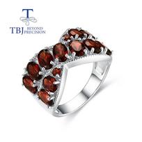Natūralaus mozambiko granato brangakmenio žiedas 925 sidabro žiedas klasikinio stiliaus, tinkantis moterų sužadėtuvėms ir kasdieniams papuošalams us ring size 7# raudona