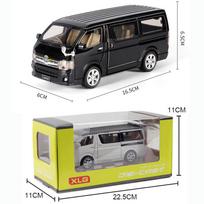 1:32 mastelio Toyota Hiace MPV lydinio automobilio modelis, metalinių žaislinių transporto priemonių modelis su imitaciniu garsu ir šviesa, kolekcijos dovana vaikams 1/32-16x7x6.3cm juoda