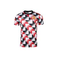 Adidas Manchester United Pre-Match Šildantis trumpomis rankovėmis futbolo marškinėliai Vyriški Viršutiniai drabužiai Baltas Raudonas Juodas H56682 S
