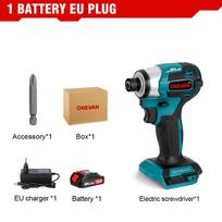 ONEVAN 600N.m belaidis bešepetis elektrinis atsuktuvas, 5 greičių elektrinis smūginis suktuvas, belaidis gręžtuvas, skirtas „Makita“ 18 V akumuliatoriui 1 Battery-EU