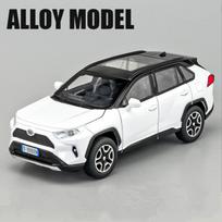 1/32 Toyota RAV4 SUV lydinio automobilio modelis Lietaus metalo žaislinis visureigis Automobilio modelio imitacija Garso ir šviesos kolekcija Dovana vaikams balta
