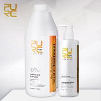 PURC 1000ml Keratino 300ml Šampūnas Plaukų Tiesinimo Priemonė Garbanotiems Plaukams Pašalinti Šiaušimą Brazilinis Lyginamasis Keratinas 0 Degree Keratin Set balta