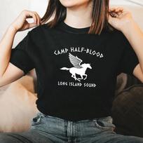 Stovyklos „pusiaujas“ marškinėliai Percy Jackson marškinėliai Vyrams Moterims Trumpomis Rankovėmis T-shirt Juokingi Vintažiniai Grafiniai Marškinėliai Streetwear Viršus S juoda