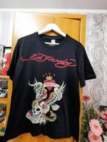 Ed Hardy Marškinėliai, Ed Hardy Juodi trumpomis rankovėmis medvilniniai T-shirt pakartotinis spausdinimas S-4XL 4XL