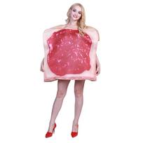 Suaugusiųjų unisex juokingas maistas, žemės riešutų sviestas ir želė kostiumas poroms Helovino Cosplay vakarėlio puošni suknelės komplektas One size