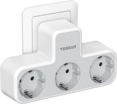 TESSAN ES standartinio kištuko prailginimo maitinimo juosta su 1/3 kintamosios srovės lizdų ir 2/3 USB prievadų 5 V 2,4 A europietiško kištuko sieninio lizdo maitinimo adapteris 3 Outlets no USB pilka spalva