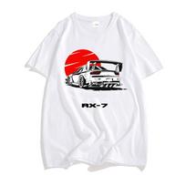 Initial D Drift Racing Rx-7 2d Print Vasariniai vyriški marškinėliai su iškirpte, kasdieniai 100 % medvilnės trumpomis rankovėmis, negabaričiais, vyriški drabužiai S