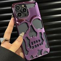 3D Tuščiavidurio Kaukolės Callous telefono dėklas, skirtas iPhone 15 14 ProMax Plus 13 12 11 Pro Max, prabangus dengtas, atsparus smūgiams, Ghostface minkštas dangtelis For iPhone 14 violetinė